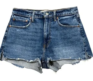 Abercrombie & Fitch The Mom Short High Rise Denim Cutoff Blue Womens 27 4 thumbnail 1