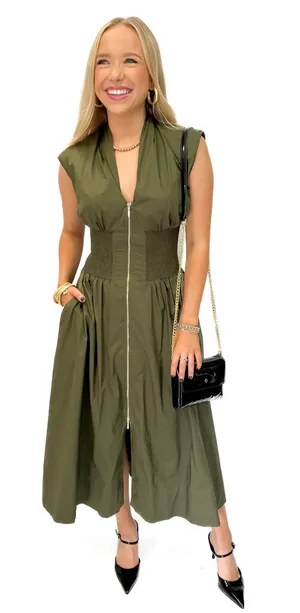 Reset Zipper Midi Dress Green thumbnail 1