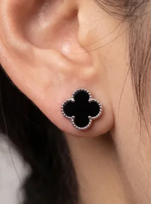 Anthropologie Sterling black clover studs thumbnail 3