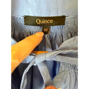 Quince Split Neck Top Women XS True Blue Organic Cotton Poplin Blouse Preppy thumbnail 8