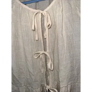 Women’s altar’d state cream tie front long sleeve ruffled sleeve blouse boho thumbnail 4