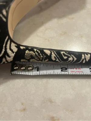Sam Edelman Black and White Floral Ankle-Strap Heels Size 7.5 EUC thumbnail 8