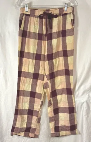 Secret Treasures Beige and Burgundy Plaid Lounge Pajama Pants — Size Small thumbnail 1