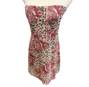 Princess Polly Strapless Mini Dress Leopard Floral Brown Pink M 8 Lined Sexy thumbnail 3