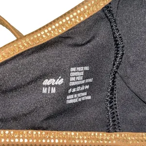 Aerie Black & Gold Full Coverage Cutout One Piece Swimsuit size Medium thumbnail 5