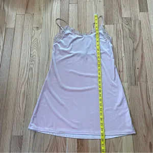 INC International Concepts Slip Dress Women XS Pink Lace Eyelet Velour Coquette thumbnail 4