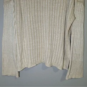 J. Crew neutral relaxed cotton linen blend collared sweater women’s size L XL thumbnail 9