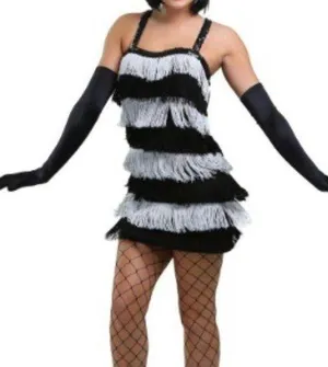 Flapper fringe dress! 1920s silver and black Halloween costume dress! thumbnail 1