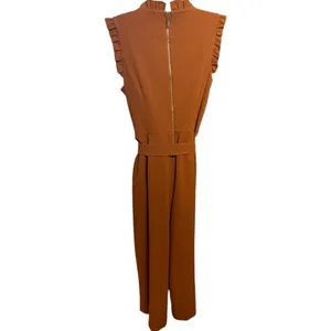 Calvin Klein Brown Ruffle V-Neck Jumpsuit Size 6 thumbnail 4