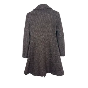 Via Women’s 0P Petite Brown Herringbone Wool Blend Fit & Flare Peacoat Button thumbnail 3