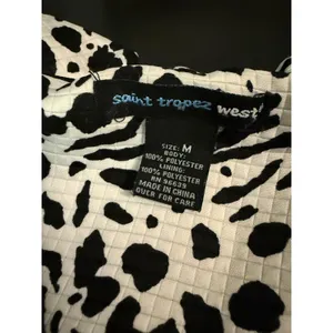 Saint Tropez West‎ Womens Animal Print Textured Blazer Jacket Black White Size M thumbnail 2