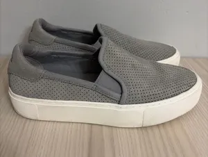 UGG Grey Perforated Slip-On Sneakers with White Platform thumbnail 1