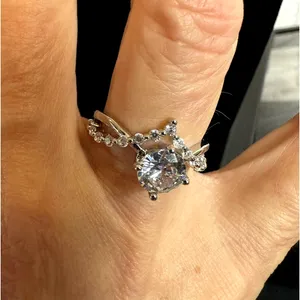 Shiny Round Cubic Zirconia in a V Setting Size 7 thumbnail 5