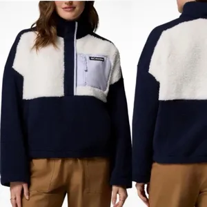 Columbia‎ Navy & White Ivory Sherpa Pullover Fleece Jacket Small S Two Tone thumbnail 2