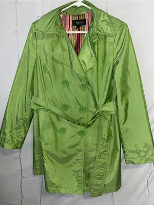 Style & Co. Lime Green Double-Breasted Trench Coat with Belt lt doesn’t have thumbnail 1