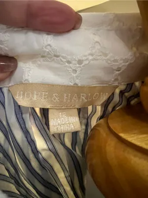 Hope & Harlow Luna Striped Shirt Dress. vertical blue and white pinstriped 12 thumbnail 8