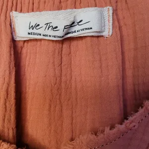 Free People We The Free Relaxed Perpetual button down orange raw hem shirt sz M thumbnail 6