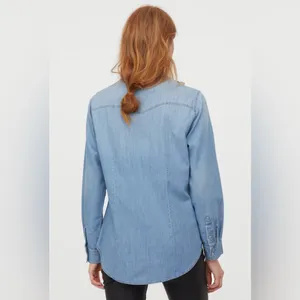 H&M Oversized denim button down shirt size small thumbnail 3