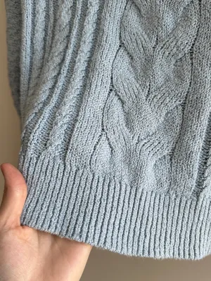 J. Crew Women’s Rollneck Cable Sweater, Light Blue, Size Small, 90s Sweater thumbnail 8