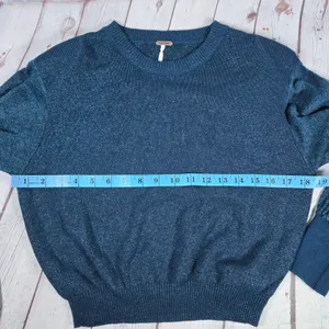 Free People Teal Blue‎ Let It Shine Sweatshirt OB719485 Small thumbnail 9