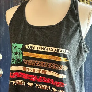 Women's Black Graphic Flag Tank Top size L Gray Size L thumbnail 2