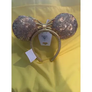 NWT Disney Parks Gold Sequin Hidden Mickey Mouse Minnie Bow Headband Ears thumbnail 3