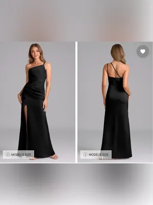 NWT Azazie Eren Stretch Black Mermaid One Shoulder Stretch Satin Dress size A0 thumbnail 2