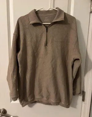 Aerie Beige Zip-Up Oversized Sweater, Sz XS thumbnail 1