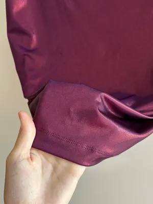 Maeve by Anthropologie Mock-Neck Ruched Shine Tank, Plum/Prune, Size Large thumbnail 9