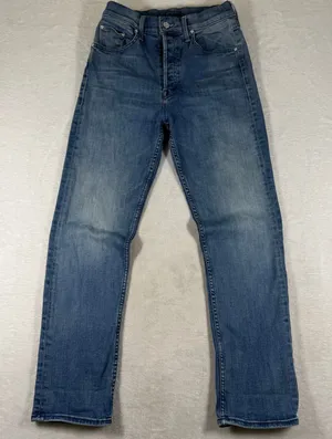 Mother Denim Blue High Rise Button Fly Slim Straight Leg Jeans Size 27 thumbnail 1
