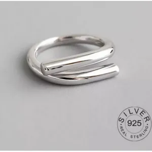 Unisex Solid Wrap 925 Sterling Silver‎ Band Ring, Adjustable thumbnail 3