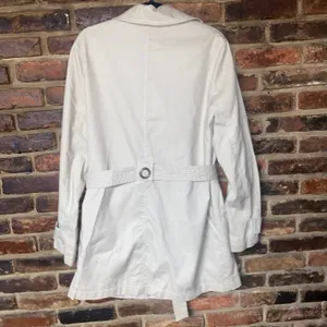Via Spiga Vintage Beige Khaki Cotton Belted Trench Coat Jacket Women's Large thumbnail 7