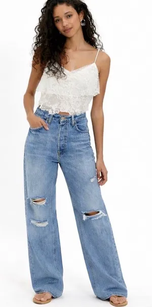 NWT altar'd state medium light wash high waisted distressed jeans. Size 28 thumbnail 1