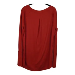 Free People We The Free Thermal Top Women Medium Red Waffle Knit Side Slit Boho thumbnail 7