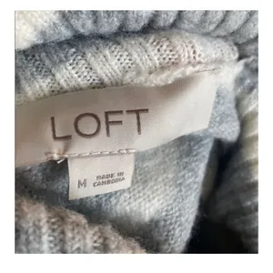 $75 LOFT - tunic style turtleneck sweater, gray and cream striped M thumbnail 10