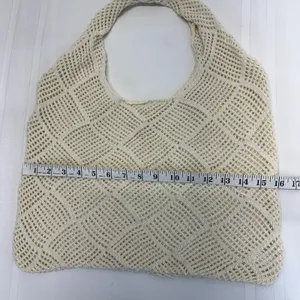 Crochet Mesh Hobo Tote Bag Ivory Cream Knit Beach Bag Boho Summer Shoulder NEW thumbnail 4