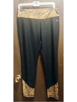 NWL Black Leopard Print Cropped Active Leggings Women’s XL thumbnail 6