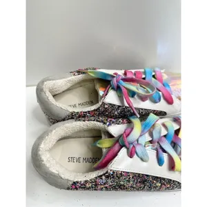 Madden Girl Steve Madden Girls Sneakers Jrize Sz 5 Multicolor‎ Sequin Detailed Lace Up Style thumbnail 8