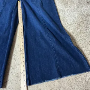 Halara High Waisted Wide Leg Jeans Women Size M Blue Raw Hem Front Patch Pockets thumbnail 2