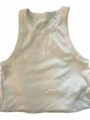 Aerie White Ribbed Crop Tank Top thumbnail 1