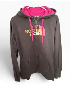 Women's The North Face Zip-Up Hoodie Black Pink Size L thumbnail 4