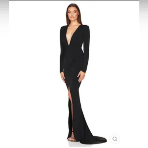 NWT Nookie Plunge Neck Farrah Gown in Black Sz XS‎ $299 thumbnail 3