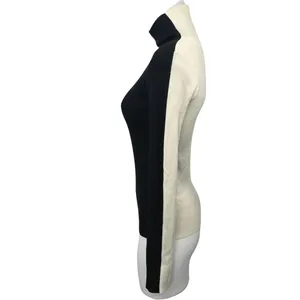 Commense Black White Colorblock Turtleneck Knit Pullover Sweater Top Size M thumbnail 3