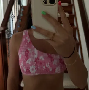 Swimsuit one shoulder bikini set Pink thumbnail 2