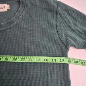 Pact Teal Waffle Knit‎ Long Sleeve Shirt Crew Neck Organic Cotton Size Small thumbnail 6