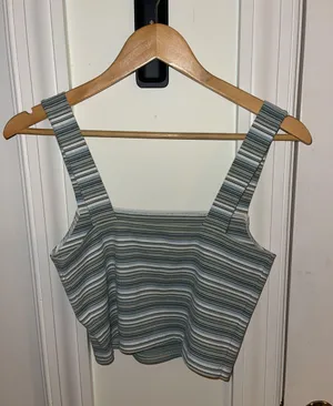 Green Stripped Cropped tank thumbnail 2