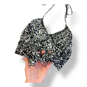 Motel Rocks Leopard Print Tie Back‎ Halter Top Womens Size XS Black White thumbnail 5
