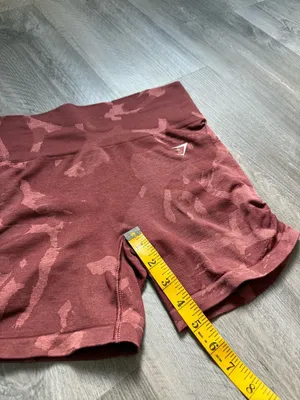 GymShark High Rise Gym Shorts Adapt Seamless Camo Small Maroon thumbnail 11