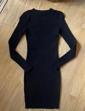 WHITE FOX Black Ribbed Dress thumbnail 1
