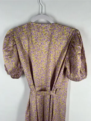 VILA Violetta‎ Wrap Dress — Yellow & Lilac Floral thumbnail 10